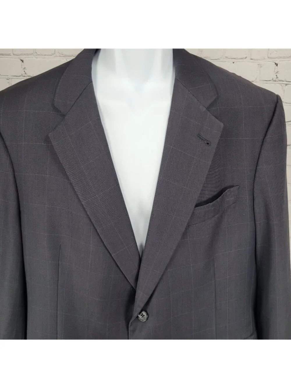 Daniel Cremieux Navy 100% Wool Check Full Suit Set Jacket 44R Pants 37x29 USA